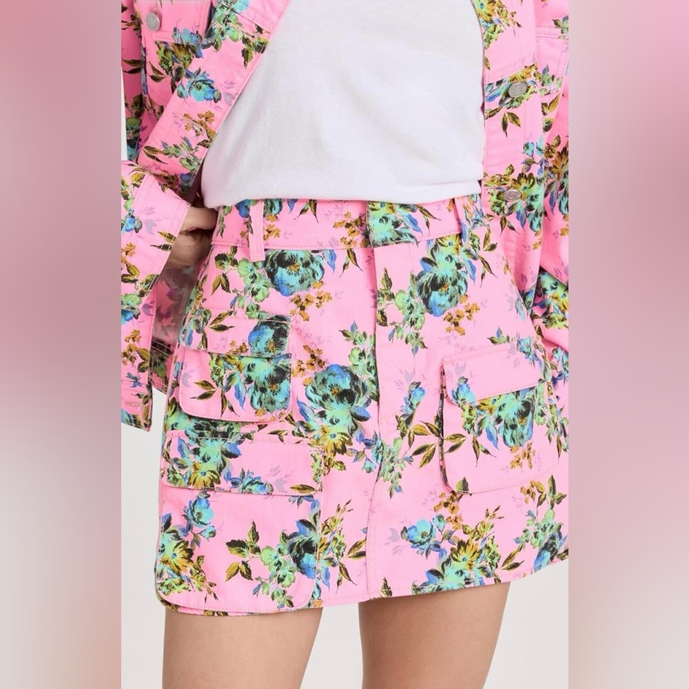 AFRM Tamara pink denim cargo skirt size 25